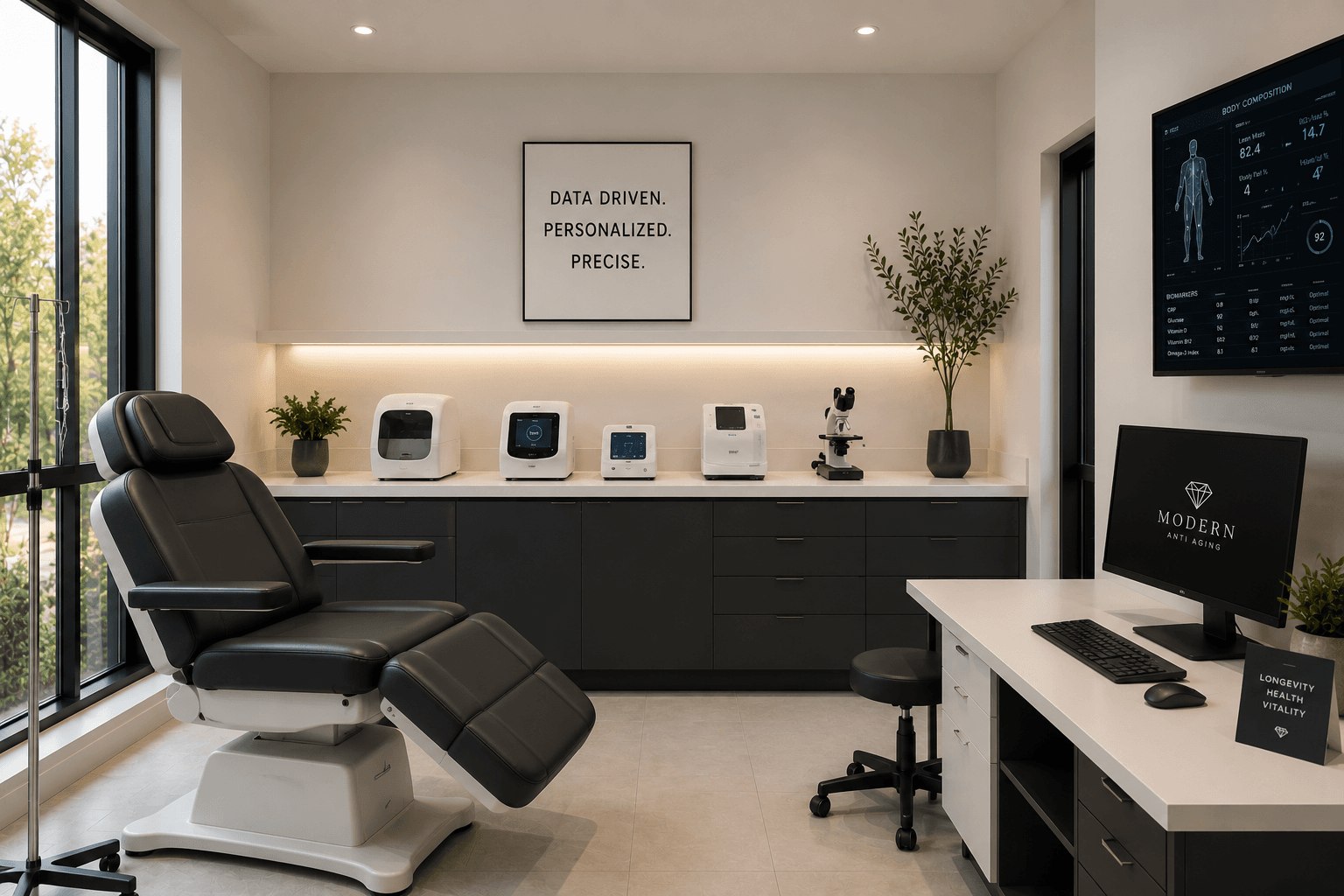 On-site diagnostics room with body composition analysis