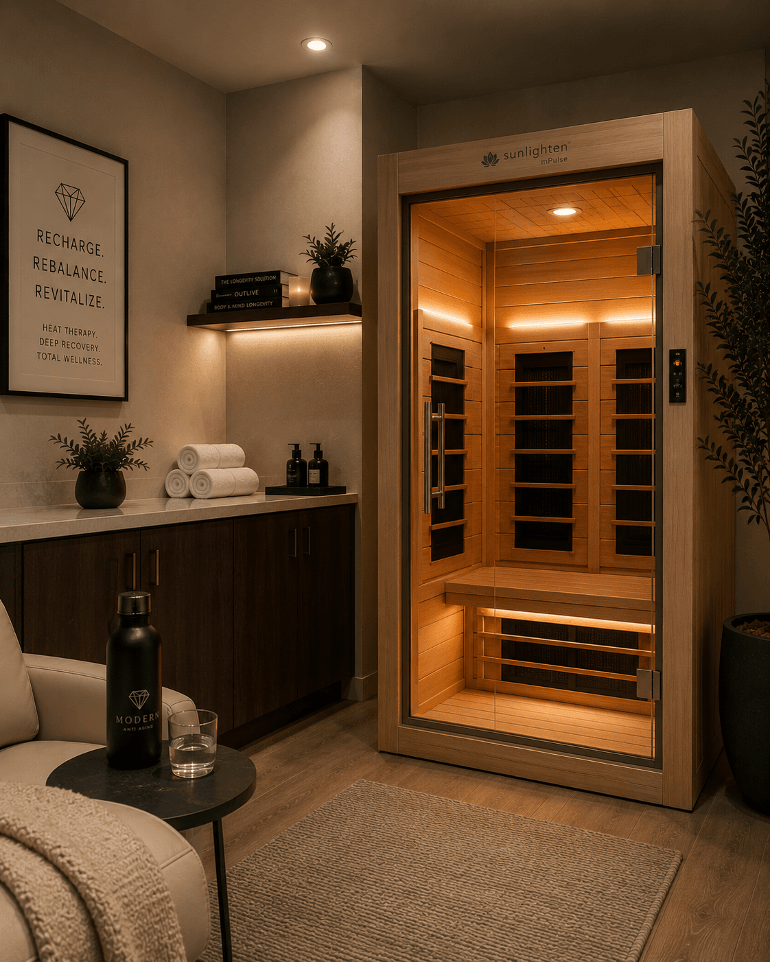 Private infrared sauna recovery suite