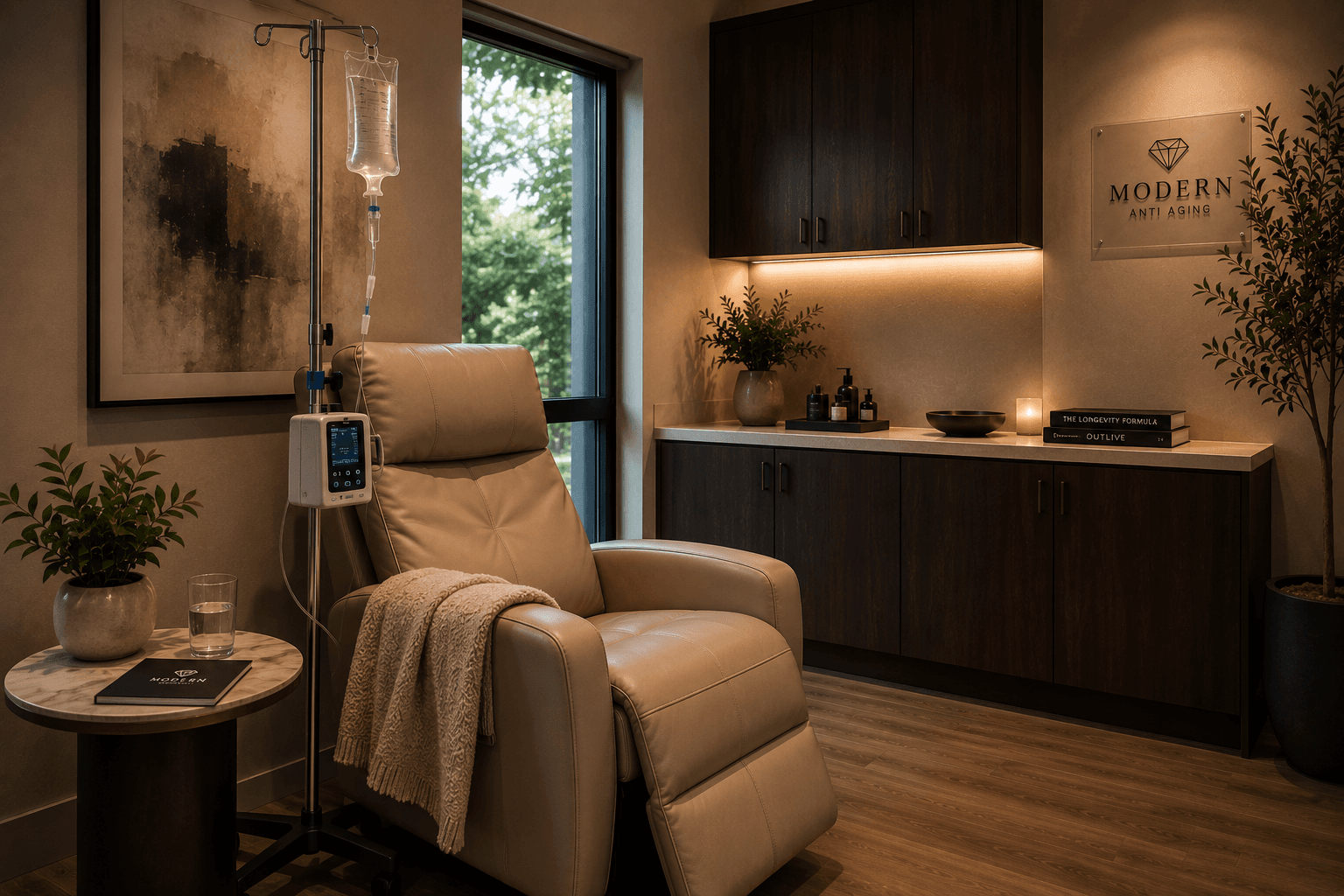 IV drip therapy in a private infusion suite